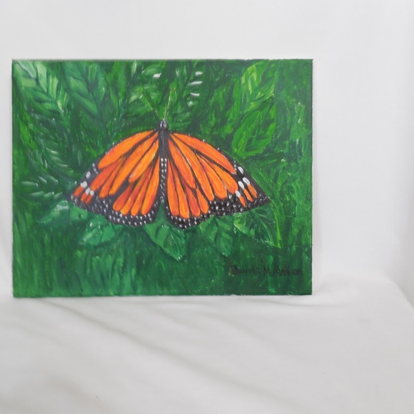 Monarch Butterfly Original Acrylic Canvas Painting - Picture 4 of 9